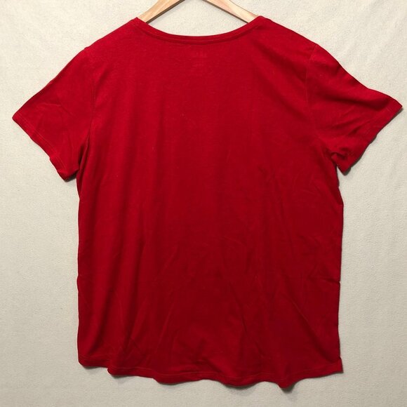 Womens L Christmas Santa Body T-Shirt Red Short Sleeve Graphic Holiday Tee - Picture 2 of 6